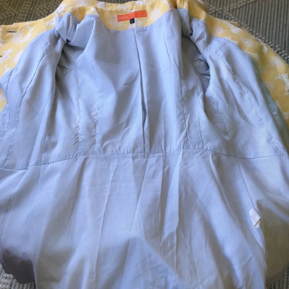Vintage Cynthia Steffe Yellow & ivory short sleeve Dress/Coat Size 8